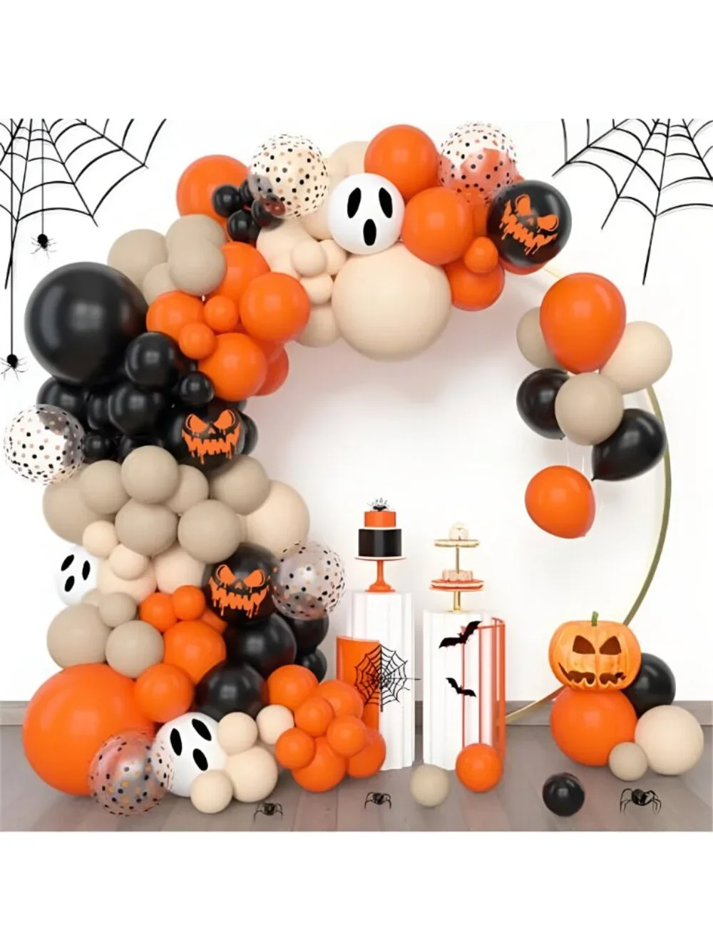 153pcs Burnt Orange Black Halloween Balloon Garland Arch Kit